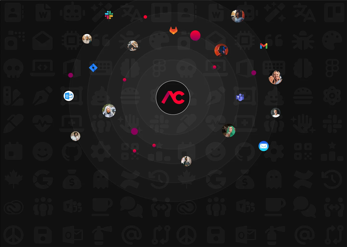 A constellation of connected apps and teammates orbiting the ACinch hub